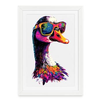Oie mignon oie poussins Oie poussin canard petites oies - Affiche encadrée (27 × 37 cm) - blanc - Devant