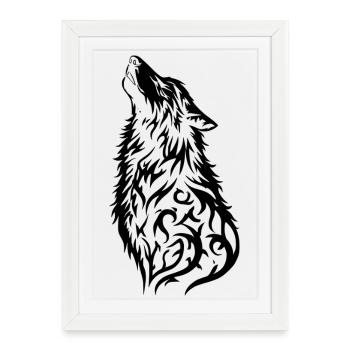 Tatouage tribal loup nordique - Affiche encadrée (27 × 37 cm) - blanc - Devant