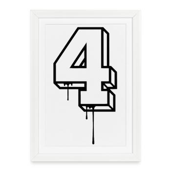 Streetart Nummer 4 Graffiti Design - Gerahmtes Poster (27 × 37 cm) - Weiß - Vorne