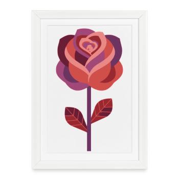 Rose graphique dans des tons rouges chauds - Affiche encadrée (27 × 37 cm) - blanc - Devant