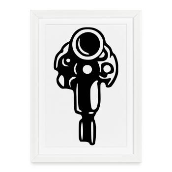 Silhouette de revolver – Gangster du Far West - Affiche encadrée (27 × 37 cm) - blanc - Devant