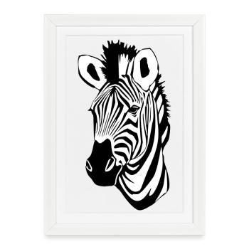 Zebra Zebra Head T-shirt Gift - Framed poster (27 × 37 cm) - white - Front