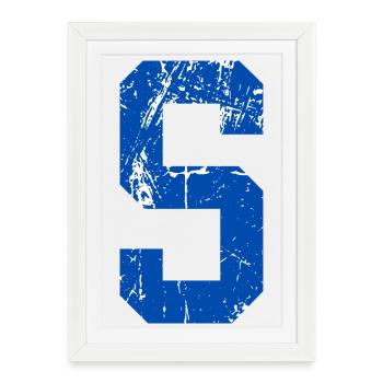 Lettre s sport rétro  - Affiche encadrée (27 × 37 cm) - blanc - Devant