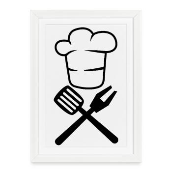 Professional Grill Master Chef Hat BBQ Gift Design - Framed poster (27 × 37 cm) - white - Front