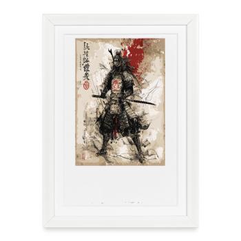 Des guerriers samouraïs en armure traditionnelle - Affiche encadrée (27 × 37 cm) - blanc - Devant