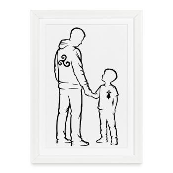 Brittany Father Son Breton Silhouette Triskell - Framed poster (27 × 37 cm) - white - Front