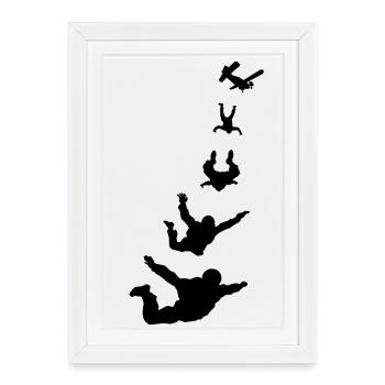 Parachutiste Fallschirmspringer - Affiche encadrée (27 × 37 cm) - blanc - Devant