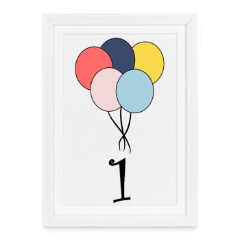 1. 1 AN. 1er ANNIVERSAIRE. ANNIVERSAIRE 1 AN. - Affiche encadrée (27 × 37 cm) - blanc - Devant