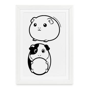 Two guinea pig heads - Framed poster (27 × 37 cm) - white - Front