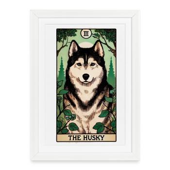 Carte de tarot Husky Forest - Affiche encadrée (27 × 37 cm) - blanc - Devant