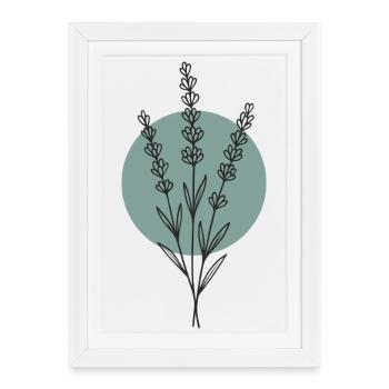 Lavande – Motif floral de la nature - Affiche encadrée (27 × 37 cm) - blanc - Devant