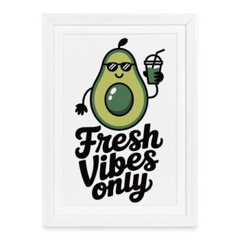 Fresh Vibes Only - Avocado Shirt - Framed poster (27 × 37 cm) - white - Front
