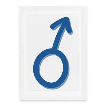 Minimalist Blue Mars Symbol - Framed poster (27 × 37 cm) - white - Front