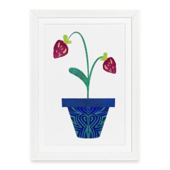 Strawberry in a pot - Framed poster (27 × 37 cm) - white - Front