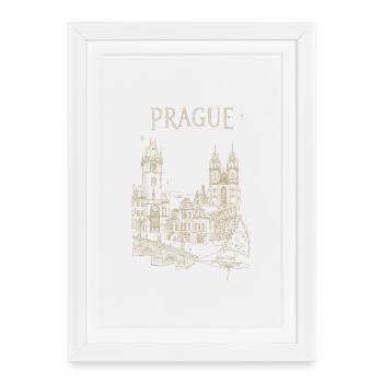 Stylized Prague - Framed poster (27 × 37 cm) - white - Front