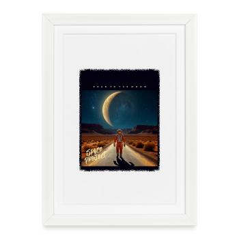 Route vers la Lune : astronaute du désert - Affiche encadrée (27 × 37 cm) - blanc - Devant