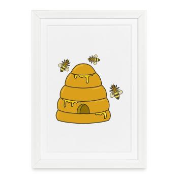honey hive bees - Framed poster (27 × 37 cm) - white - Front