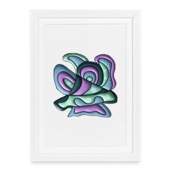 Tourbillons de couleur Vagues abstraites - Affiche encadrée (27 × 37 cm) - blanc - Devant