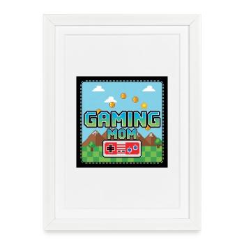 Maman Gaming - Affiche encadrée (27 × 37 cm) - blanc - Devant