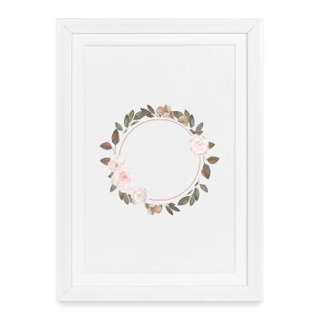 Flowers in round frame / Vintage and stylish - Framed poster (27 × 37 cm) - white - Front