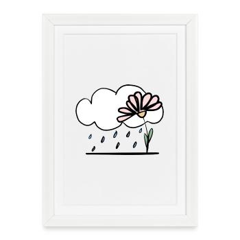 Flower in the rain - Framed poster (27 × 37 cm) - white - Front