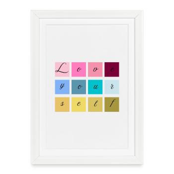 Aimez-vous en lettres pastel - Affiche encadrée (27 × 37 cm) - blanc - Devant