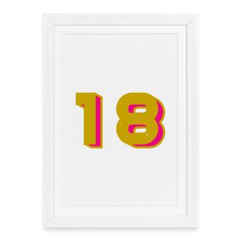 18. 18 YEARS OLD. 18th ANNIVERSARY. 18 BIRTHDAY. - Framed poster (27 × 37 cm) - white - Front