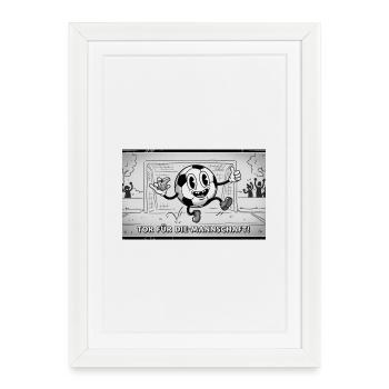 Fußballtor Cartoonjubel Teamgeist - Gerahmtes Poster (27 × 37 cm) - Weiß - Vorne