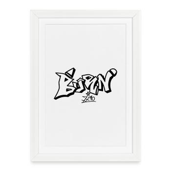 Composition abstraite en lin noir - Affiche encadrée (27 × 37 cm) - blanc - Devant