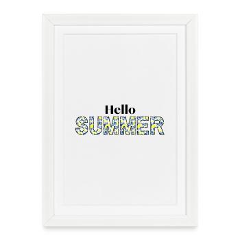 Summer Blossom Lettering hello summer - Framed poster (27 × 37 cm) - white - Front