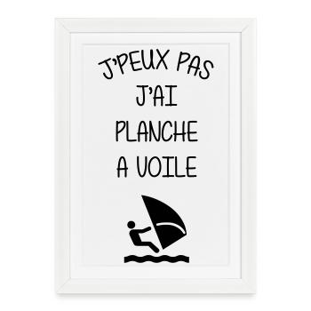 Planche à Voile / Véliplanchiste / Surf / Plage - Affiche encadrée (27 × 37 cm) - blanc - Devant
