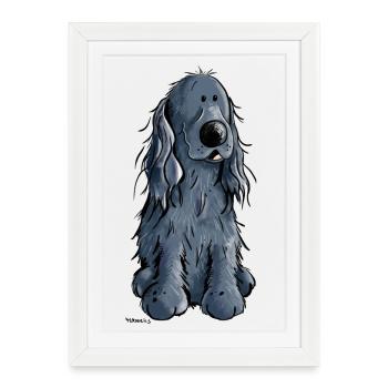 Drôle Cocker Spaniel - Affiche encadrée (27 × 37 cm) - blanc - Devant