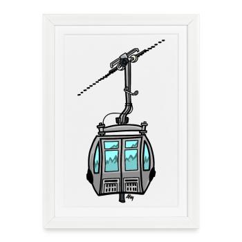 0851 télécabine en vrac - Affiche encadrée (27 × 37 cm) - blanc - Devant