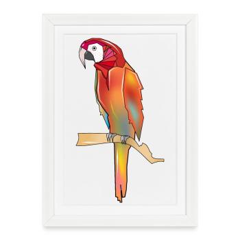 perroquet coloré dans un style polygone - Affiche encadrée (27 × 37 cm) - blanc - Devant