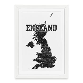 Texture de la carte en brique d’Angleterre - Affiche encadrée (27 × 37 cm) - blanc - Devant