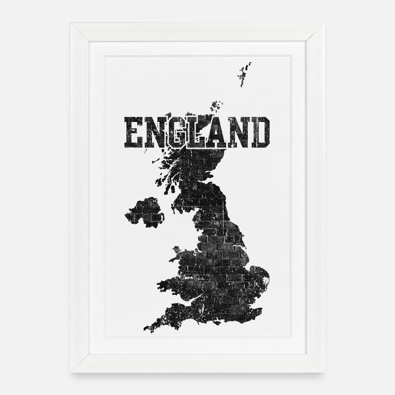 England Brick Map Texture - Framed poster (27 × 37 cm) - white