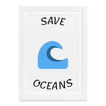Save ocean - Affiche encadrée (27 × 37 cm) - blanc - Devant