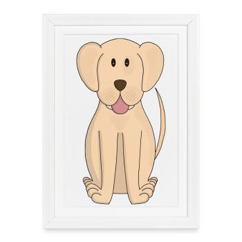 Chien Cartoon Incroyable Labrador Retriever - Affiche encadrée (27 × 37 cm) - blanc - Devant