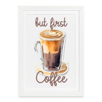 mais d’abord Café - Affiche encadrée (27 × 37 cm) - blanc - Devant