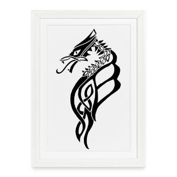 Great Black Celtic Dragon - Framed poster (27 × 37 cm) - white - Front