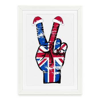 Drapeau britannique Noël symbole de la paix utilisé - Affiche encadrée (27 × 37 cm) - blanc - Devant