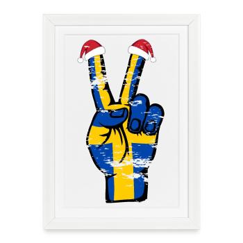 Suède drapeau Noël paix symbole utilisé - Affiche encadrée (27 × 37 cm) - blanc - Devant