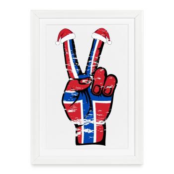 Drapeau de la Norvège Noël Symbole de la paix utilisé - Affiche encadrée (27 × 37 cm) - blanc - Devant