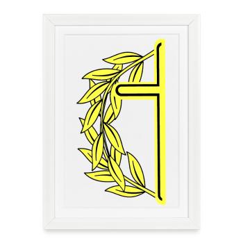 Croix minimaliste Croix Couronne de laurier Crucifix - Affiche encadrée (27 × 37 cm) - blanc - Devant