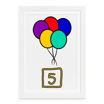 5. 5 ANS. 5e ANNIVERSAIRE. ANNIVERSAIRE 5 ANS - Affiche encadrée (27 × 37 cm) - blanc - Devant