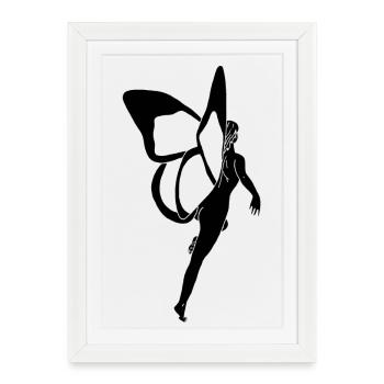 Femme papillon (noir) - Affiche encadrée (27 × 37 cm) - blanc - Devant