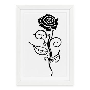 Black Rose Ornament Gothic - Framed poster (27 × 37 cm) - white - Front