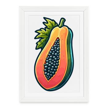 Blood Papaya Vibrant Illustration - Framed poster (27 × 37 cm) - white - Front