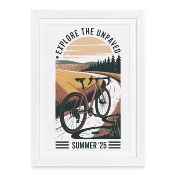 Cycling through the summer fields - Framed poster (27 × 37 cm) - white - Front