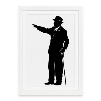 Silhouette de gentleman avec canne - Affiche encadrée (27 × 37 cm) - blanc - Devant